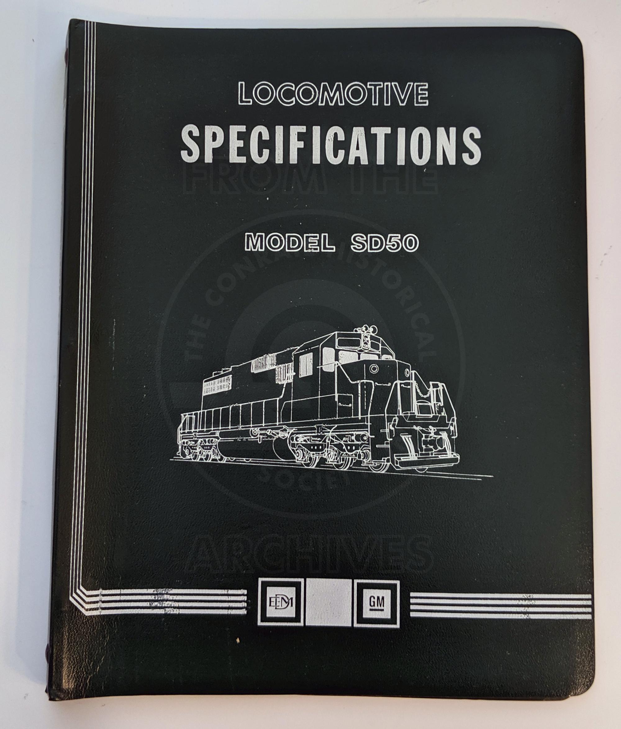 Locomotive Specifications Booklet: EMD SD50 | The CRHS's Conrail ...